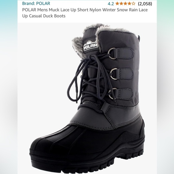 Men's Gray Winter Boots - Picture 8 of 10